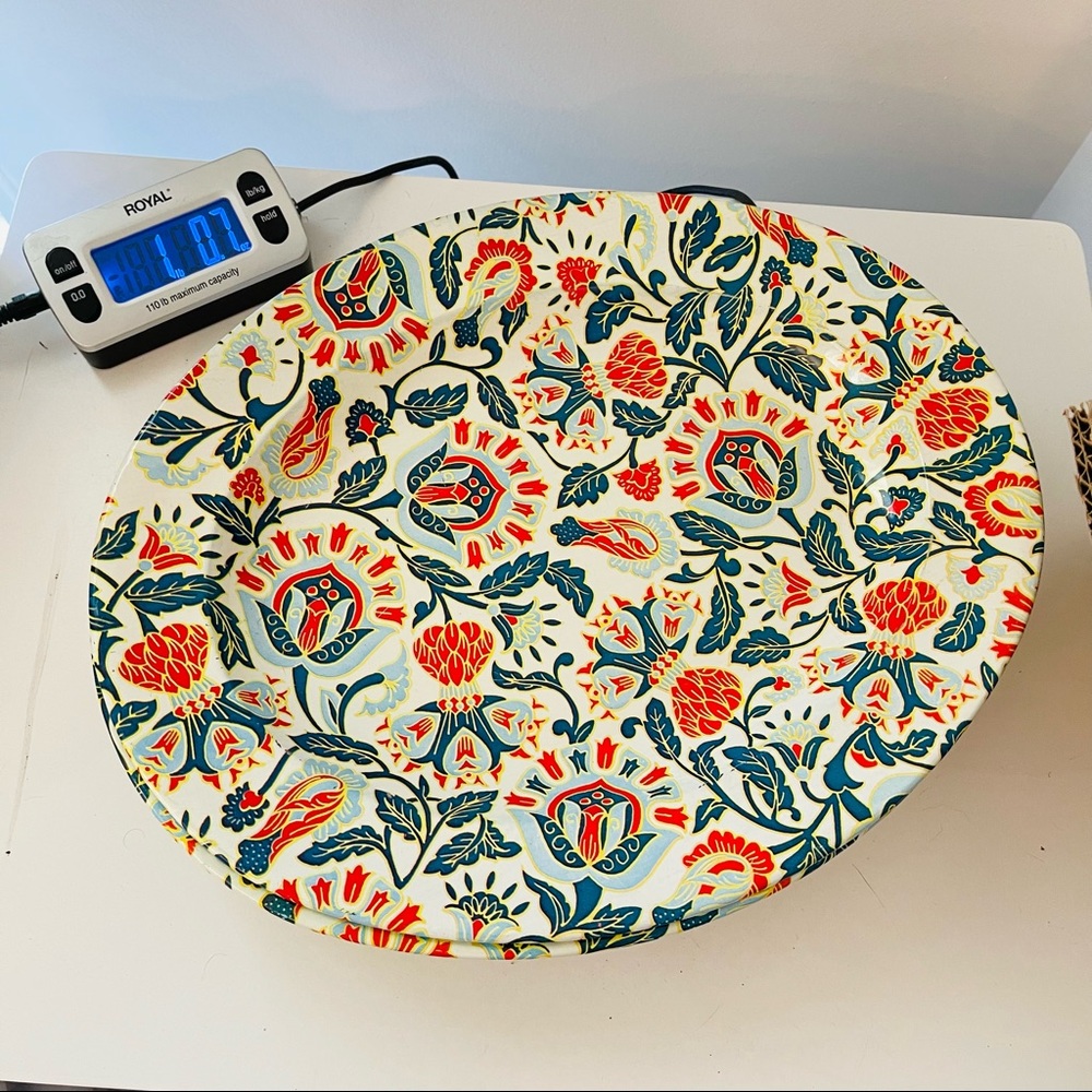 Vintage MCM Nevco 2 Metal trays tin Floral made South Africa red blue #1587 - Picture 11 of 11